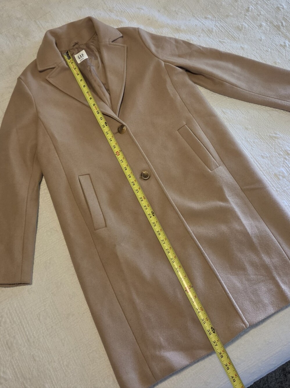 Gap Mid-Length Wool-Blend Topcoat/Trench Coat, Size Medium - Picture 6 of 8